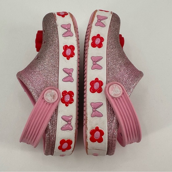 Crocs Disney World Minnie Mouse Pink and Red Glitter Sandals Little Girls 9 FLAW - Picture 4 of 6